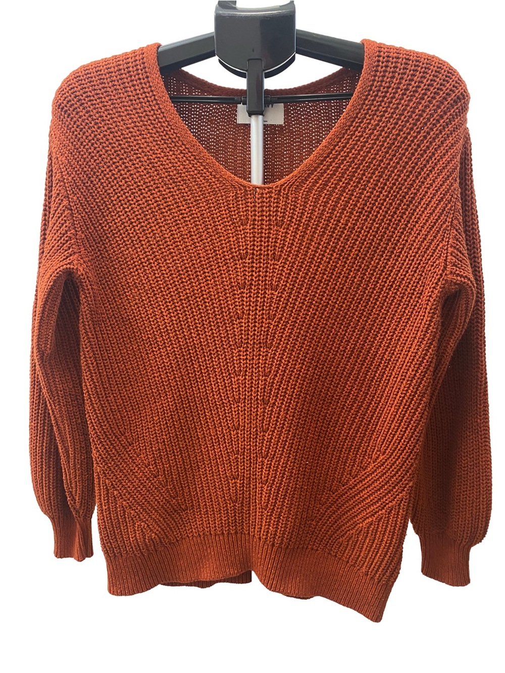 Old Navy Women’s V-Neck Chunky Knit Sweater in Burnt Orange